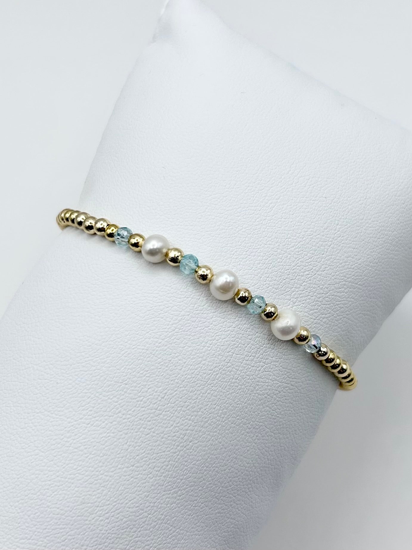 Crystal Freshwater Pearl Bracelet - Gold