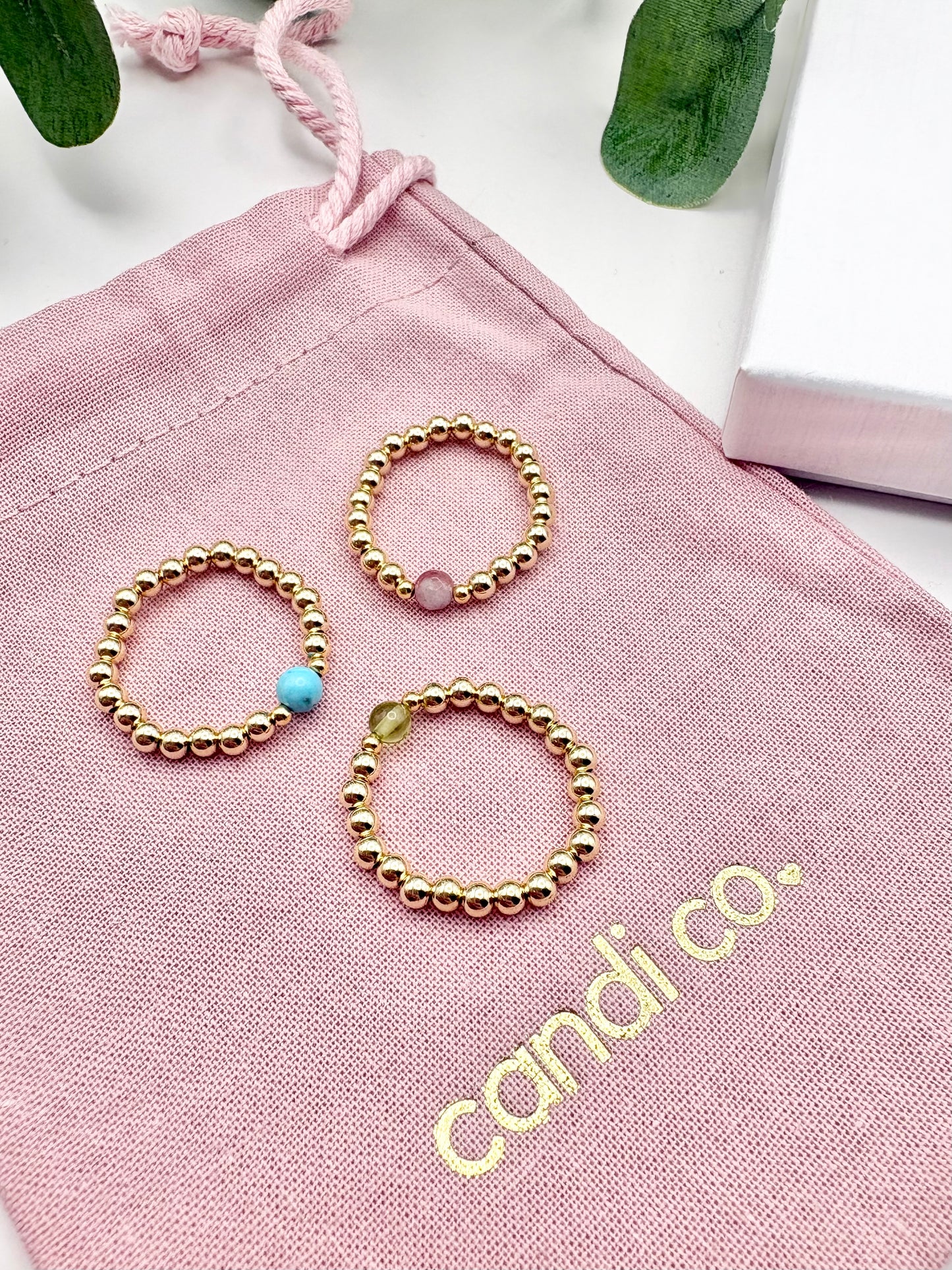 Birthstone Beaded Ring - Sterling Silver or Gold-Filled
