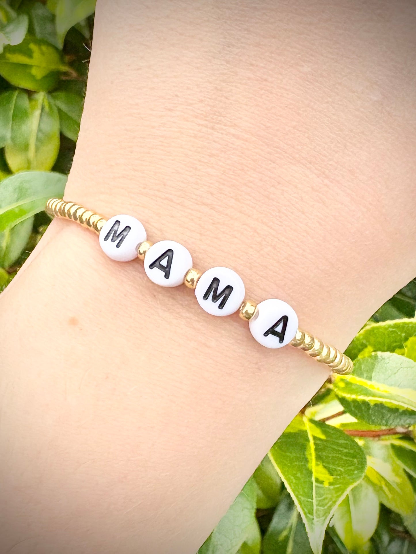 Seed Bead Mama Bracelet - Gold or Silver