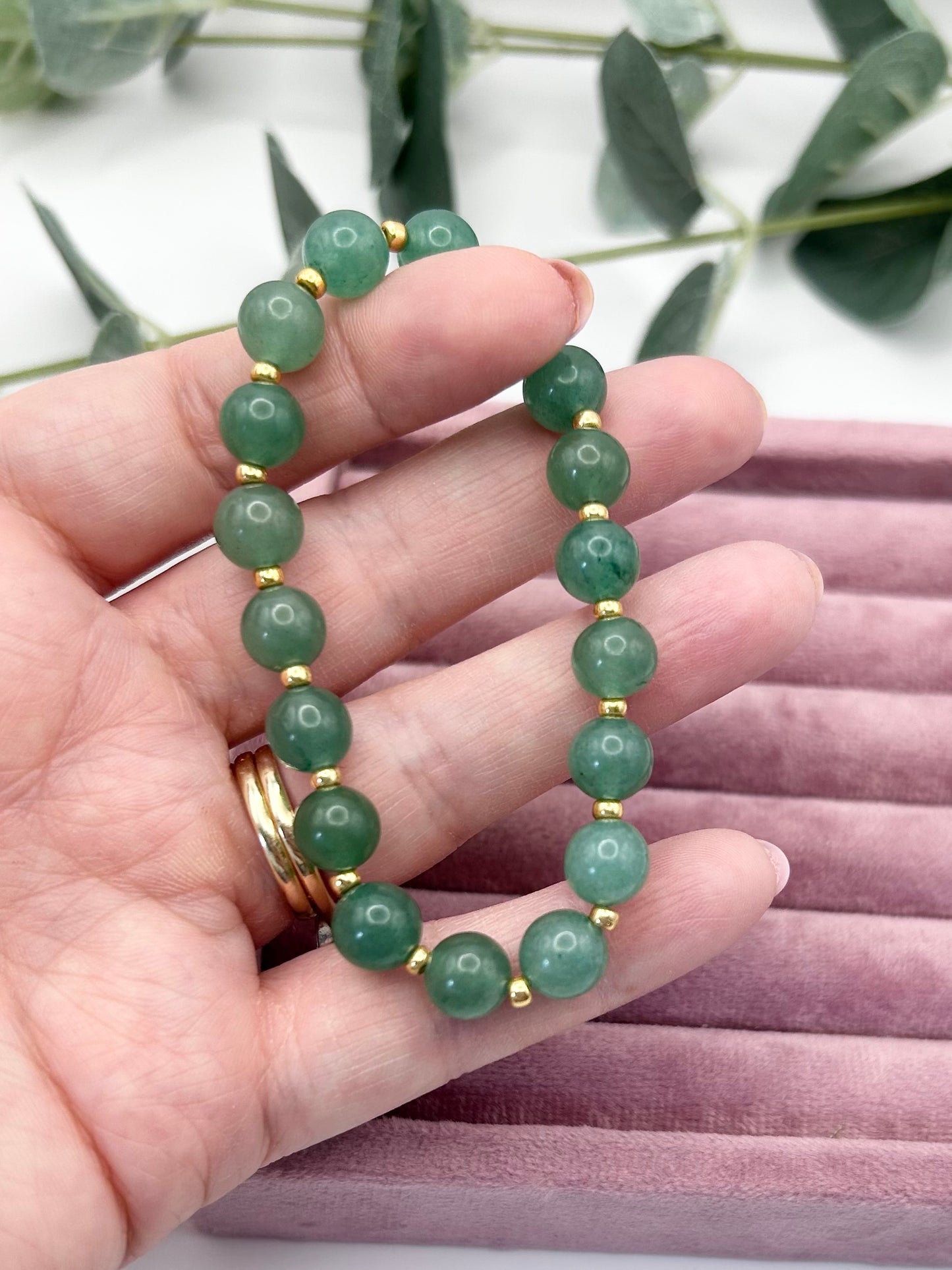 Gold & Green Aventurine Gemstone Bracelet