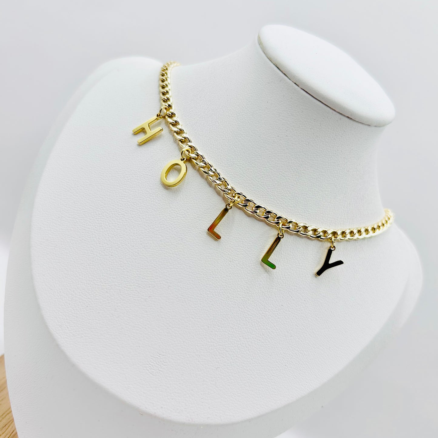 Curb Chain Personalised Initial or Name Necklace - Gold