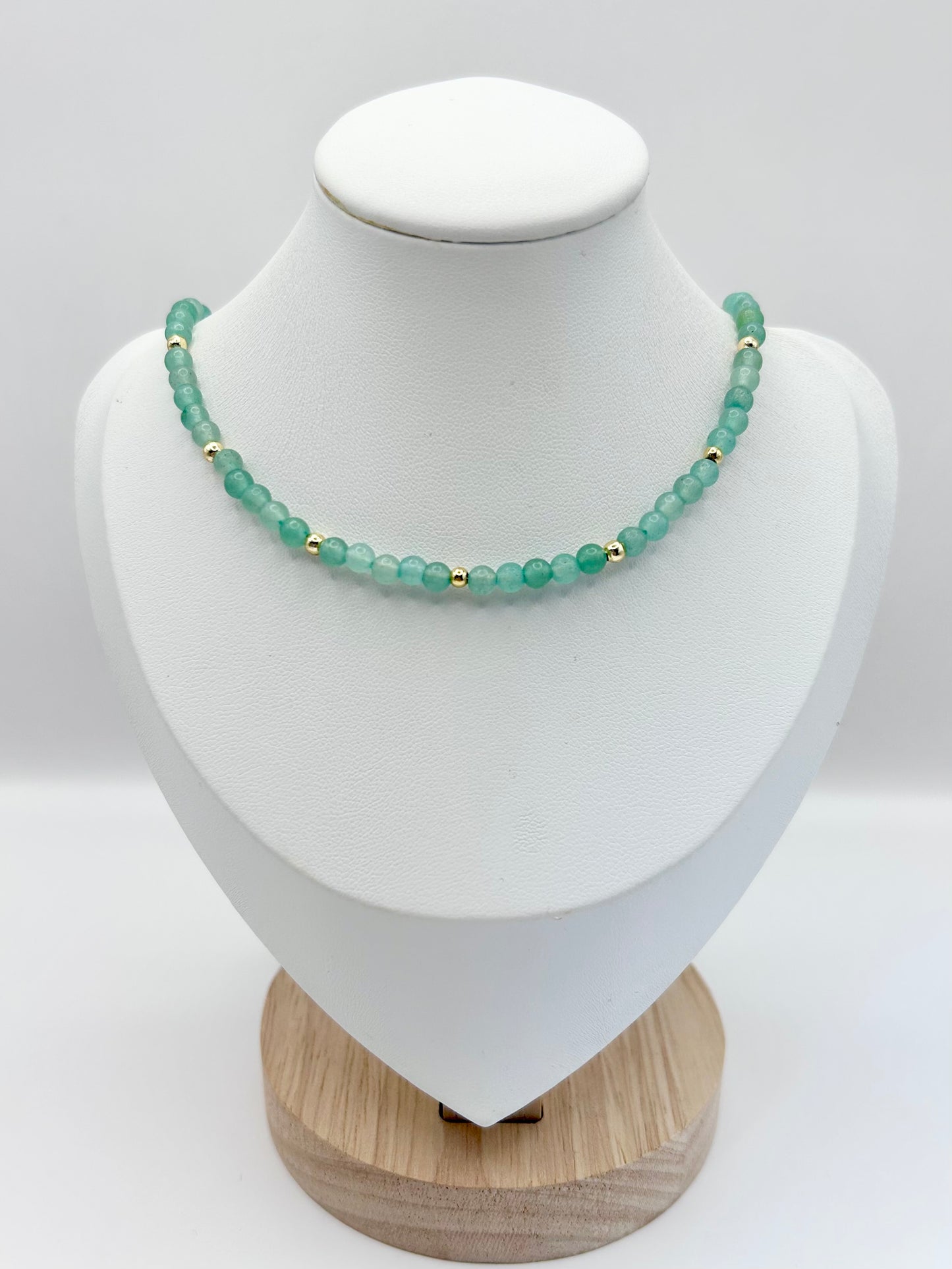 Green Aventurine Gemstone Necklace - Gold-Plated or Gold-Filled