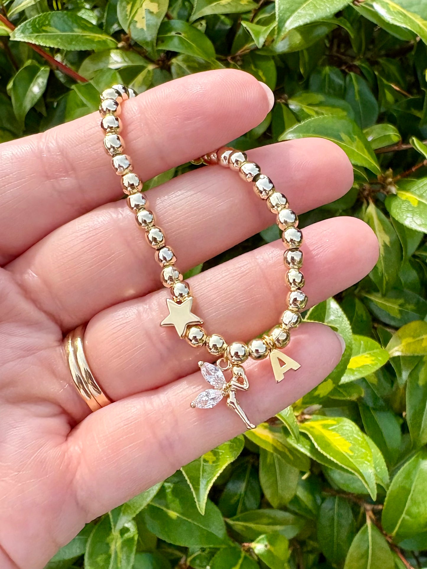 Kids Personalised Fairy Charm Bracelet Gold