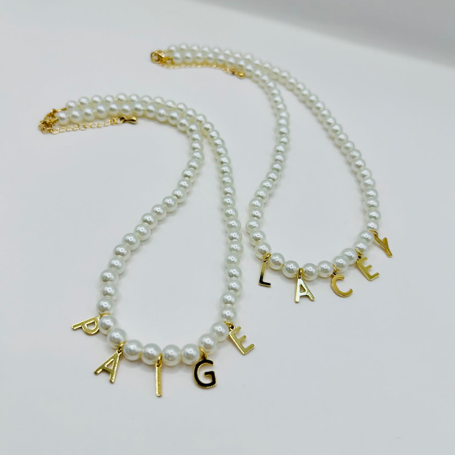 Ivory Pearl Personalised Initial or Name Necklace - Gold