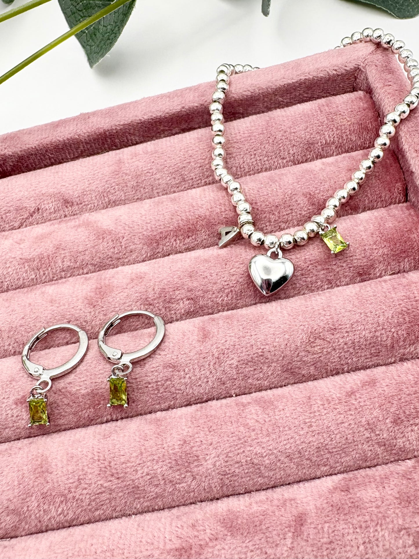 Personalised Birthstone, Initial & Heart Beaded Bracelet