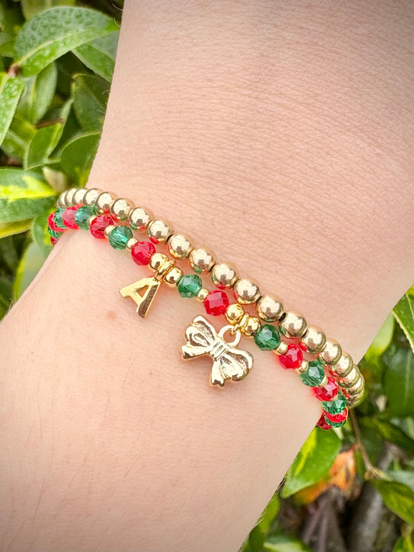 Festive Bow Bracelet With Initial