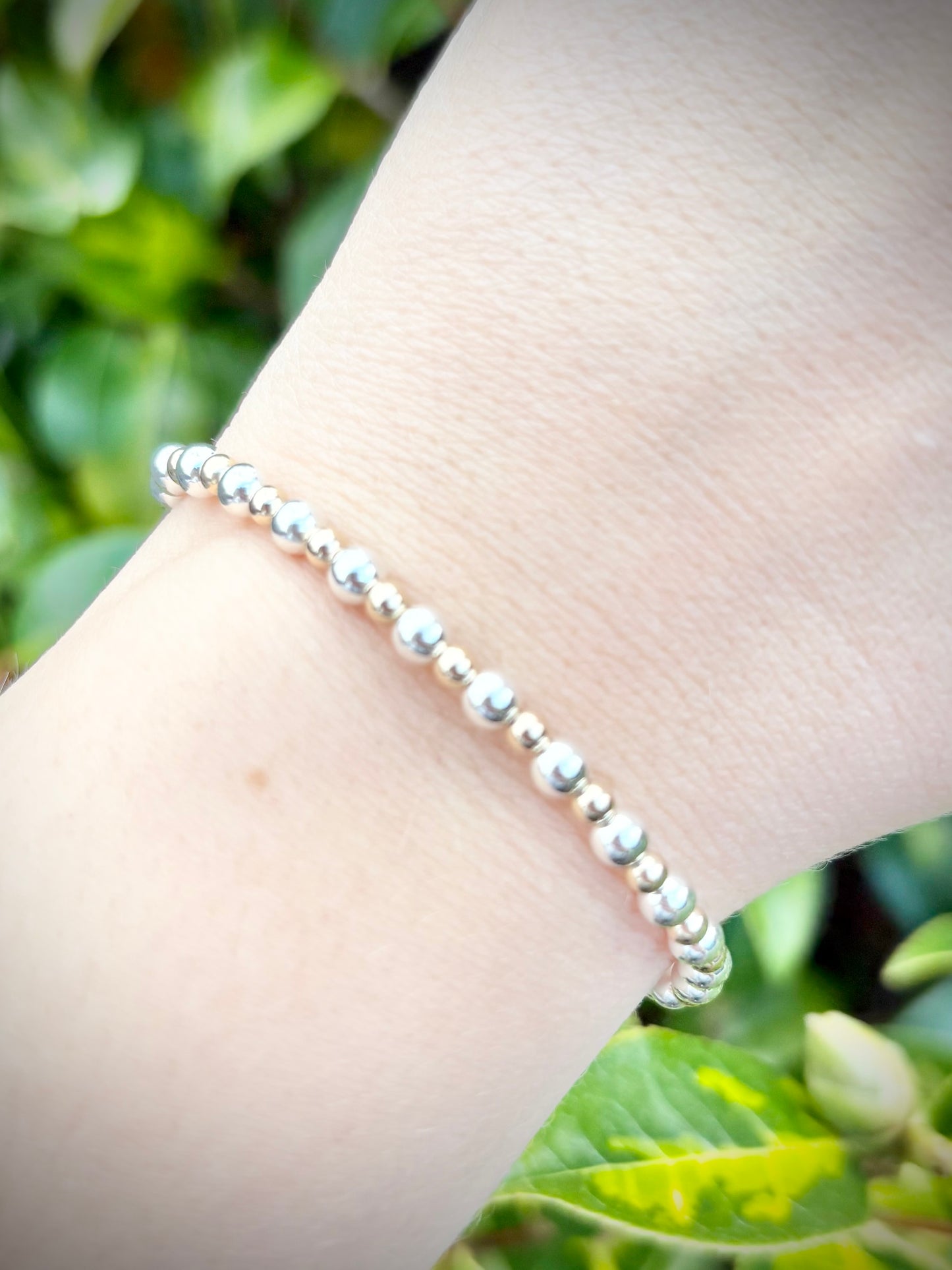 Mixed Metal Gold-filled and 925 Sterling Silver 4mm Beaded Stretch Bracelet - Perfect For Stacking
