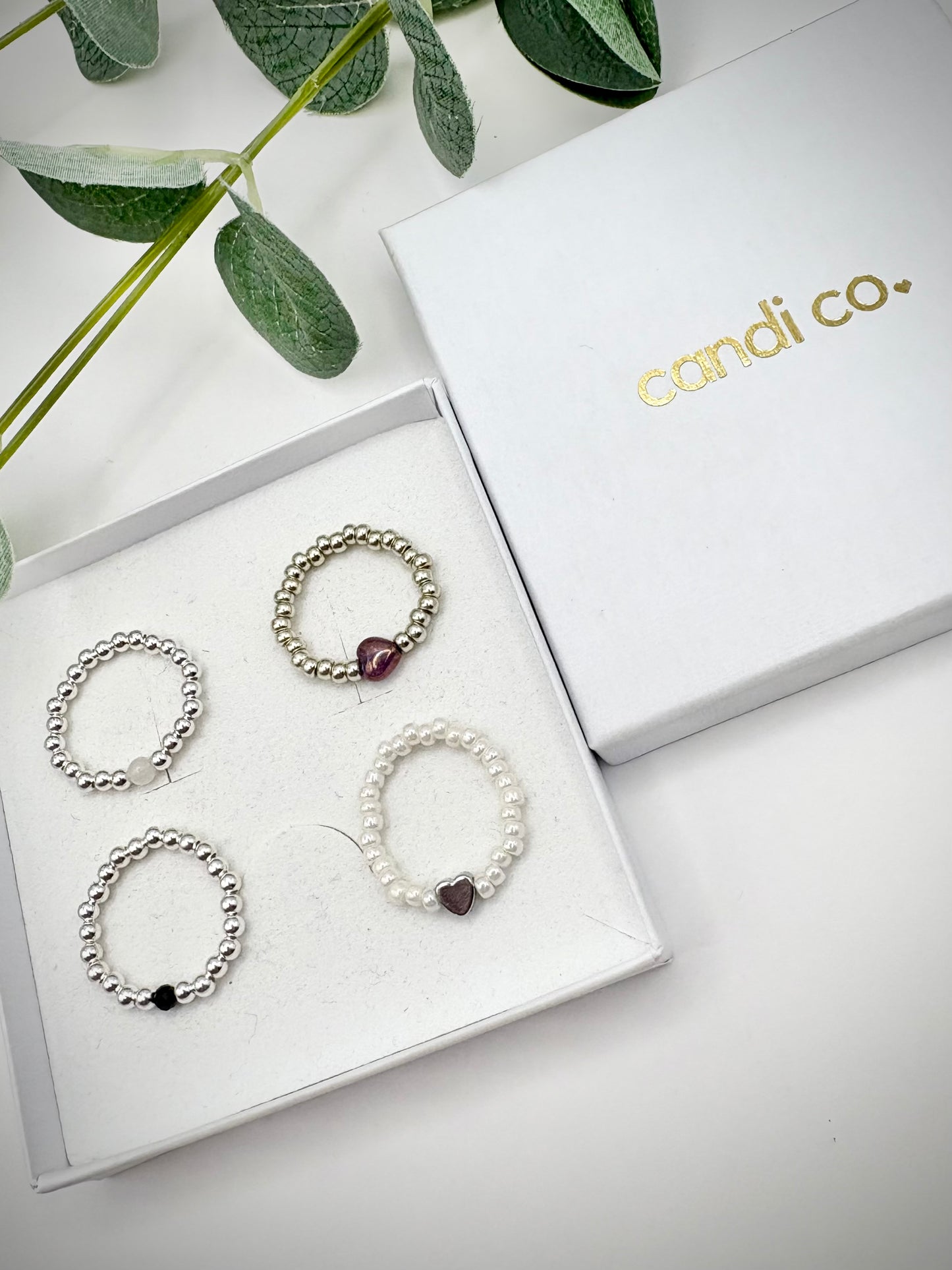 Luxe 925 Sterling Silver 3mm Beaded Stretch Ring With Moonstone - Perfect For Stacking