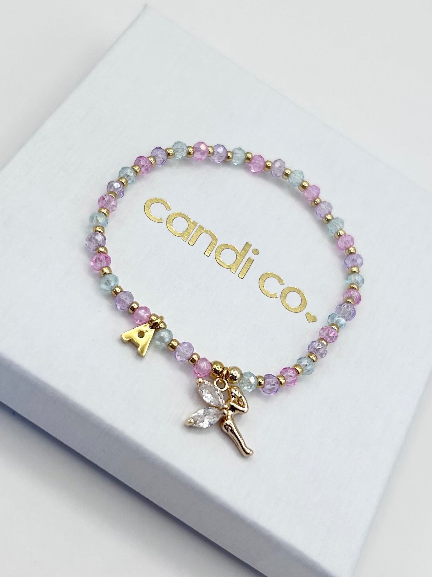 Personalised Crystal Fairy Bracelet Kids - Gold