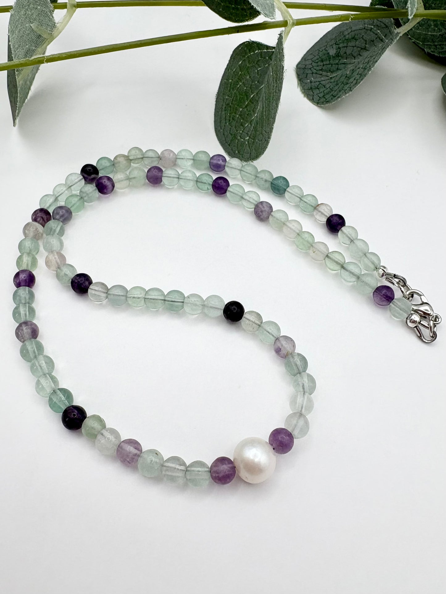Fluorite & Freshwater Pearl Necklace