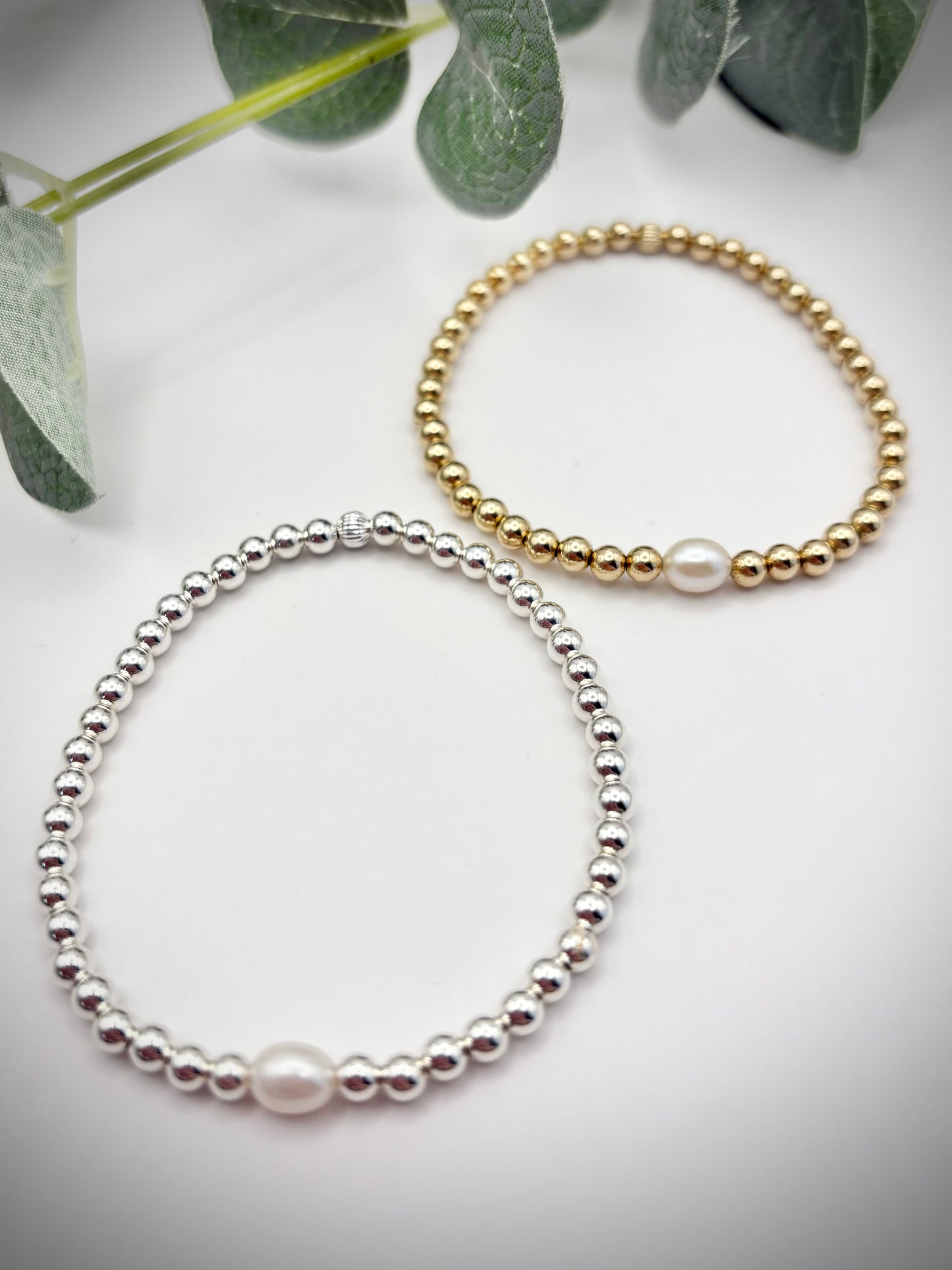Freshwater Pearl 14k Gold-filled 4mm Beaded Stretch Bracelet - Perfect For Stacking