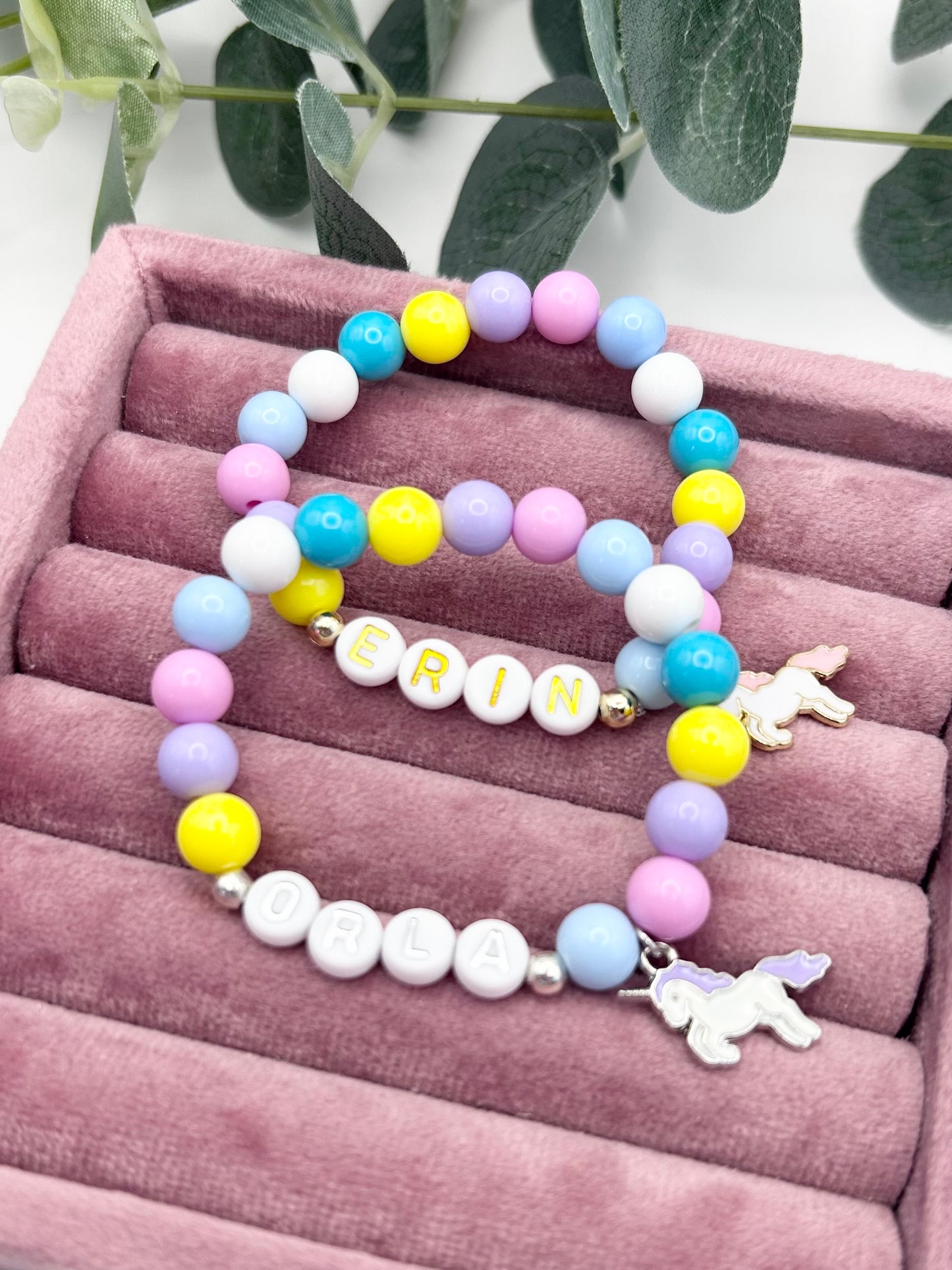 Unicorn Rainbow Personalised Name Bracelet Kids