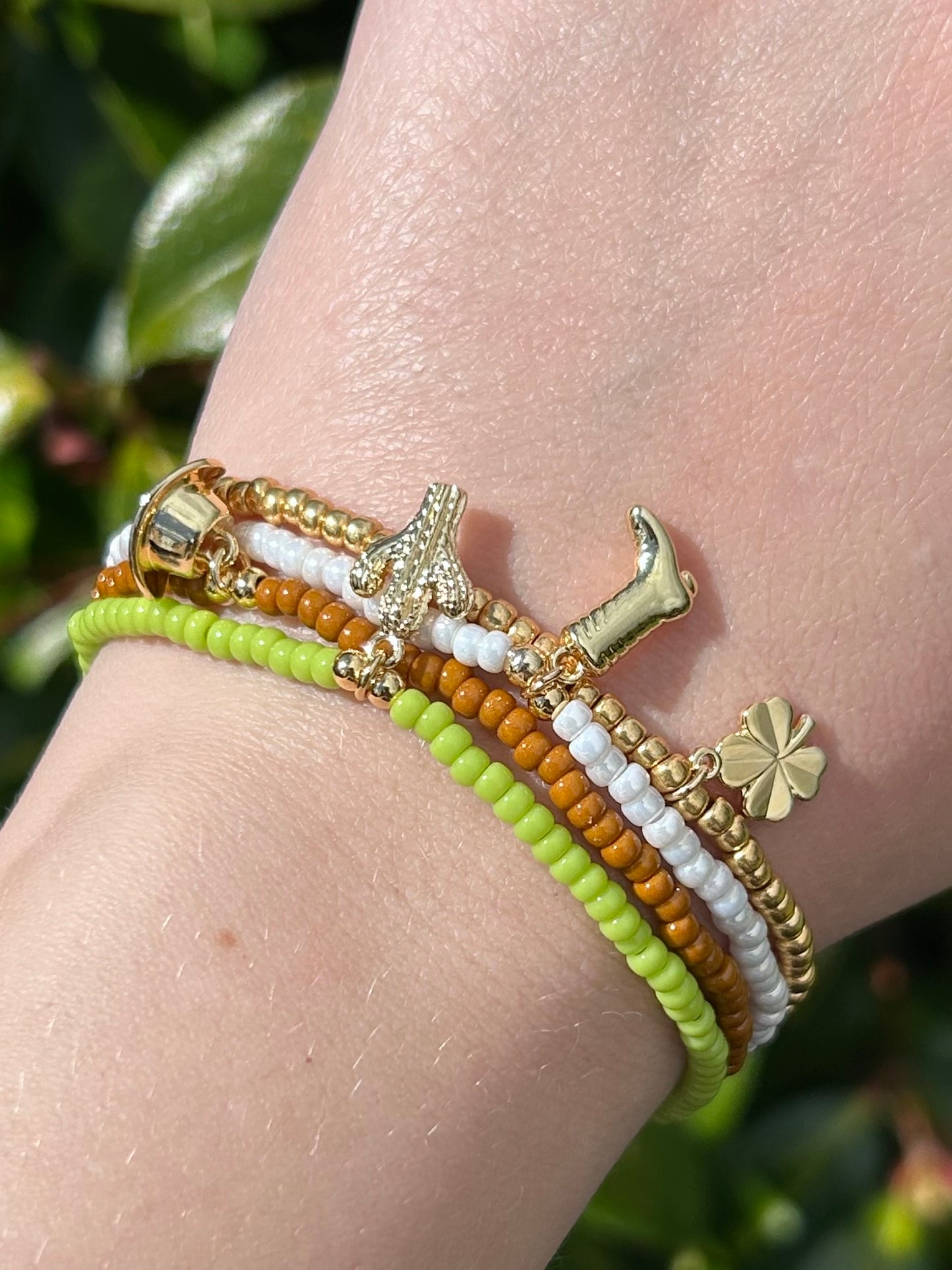 Western Seed Bead Charm Bracelet - Various Colours