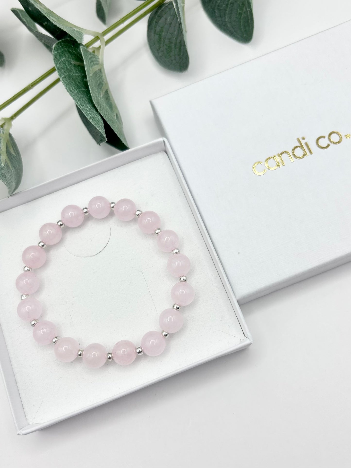 Rose Quartz & Silver Gemstone Bracelet