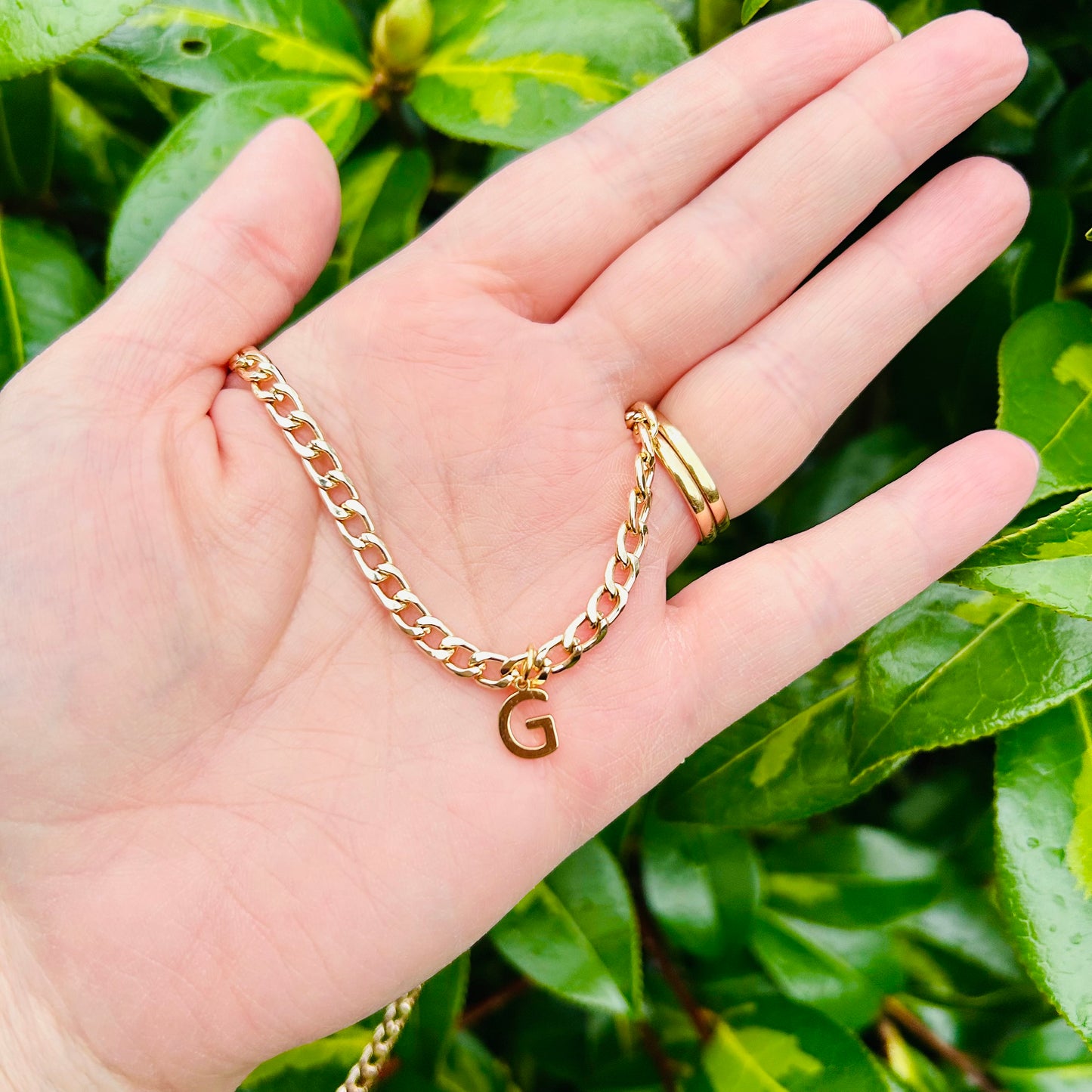 Curb Chain Personalised Initial or Name Necklace - Gold