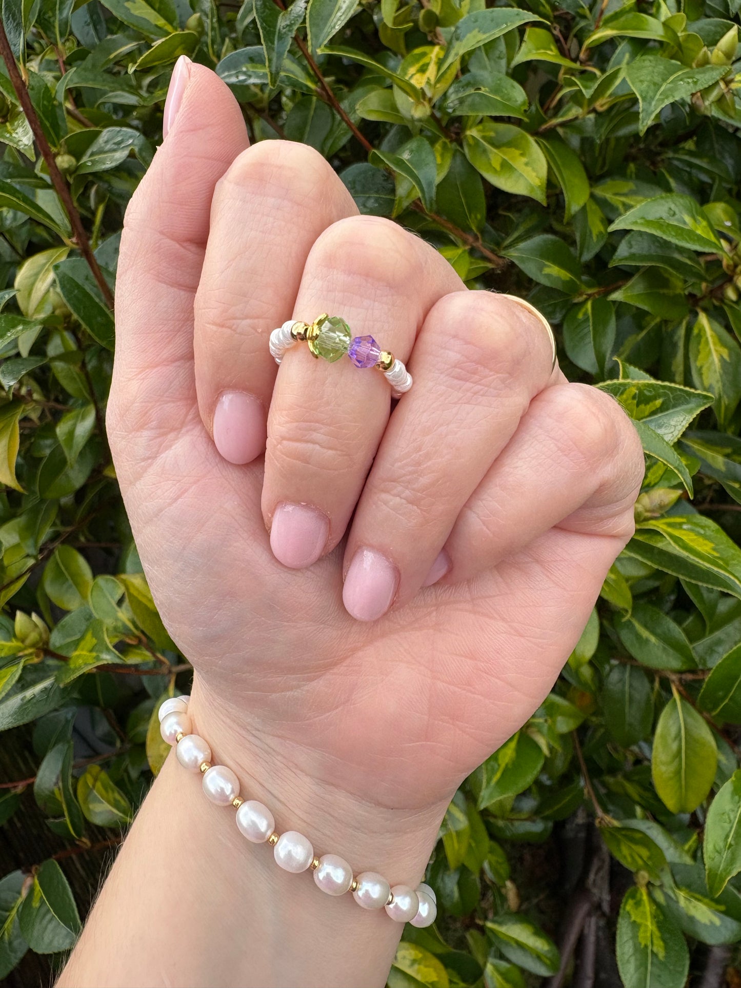 Thistle Seed Beaded Stretch Ring