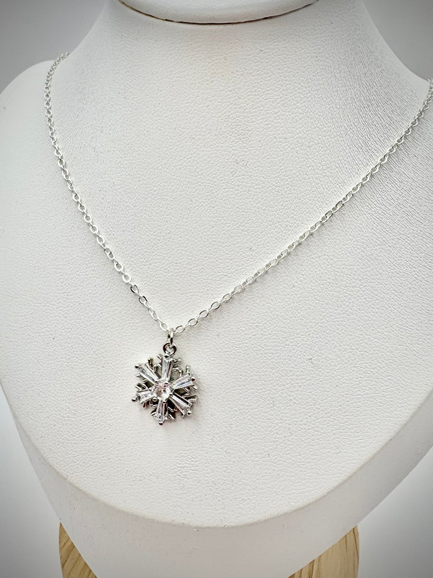 Sparkly Snowflake Necklace - Gold or Silver-Plated