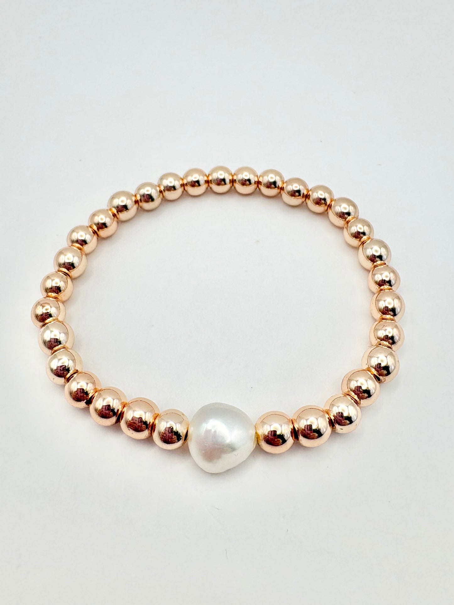 Rose Gold Plated Hematite and Freshwater Pearl Bracelet - One of a Kind