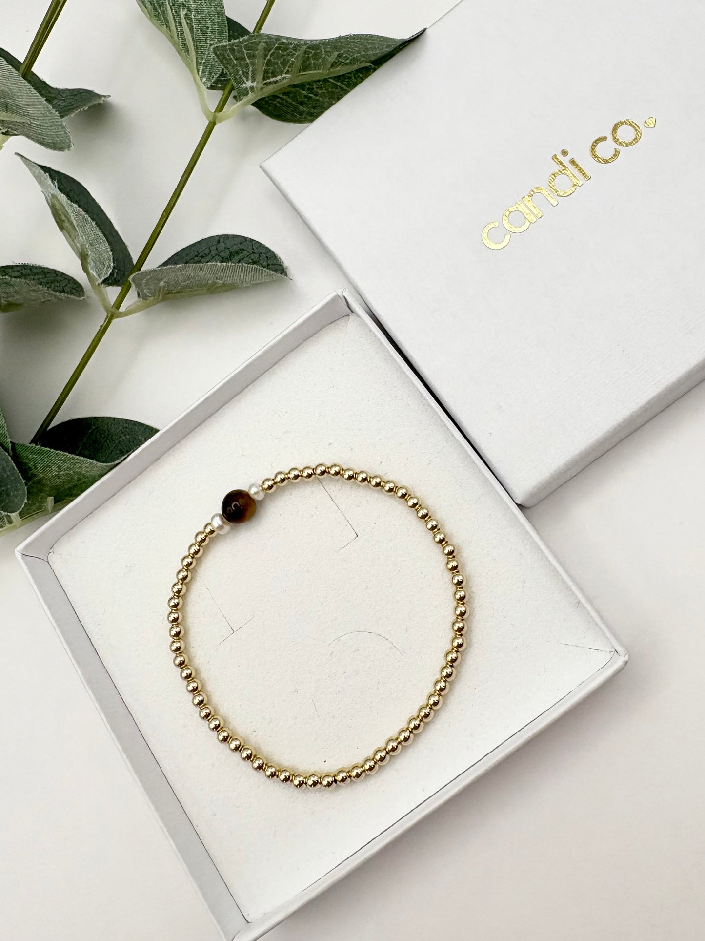 Tiger's Eye & Freshwater Pearl Bracelet - Gold-filled or Gold-plated