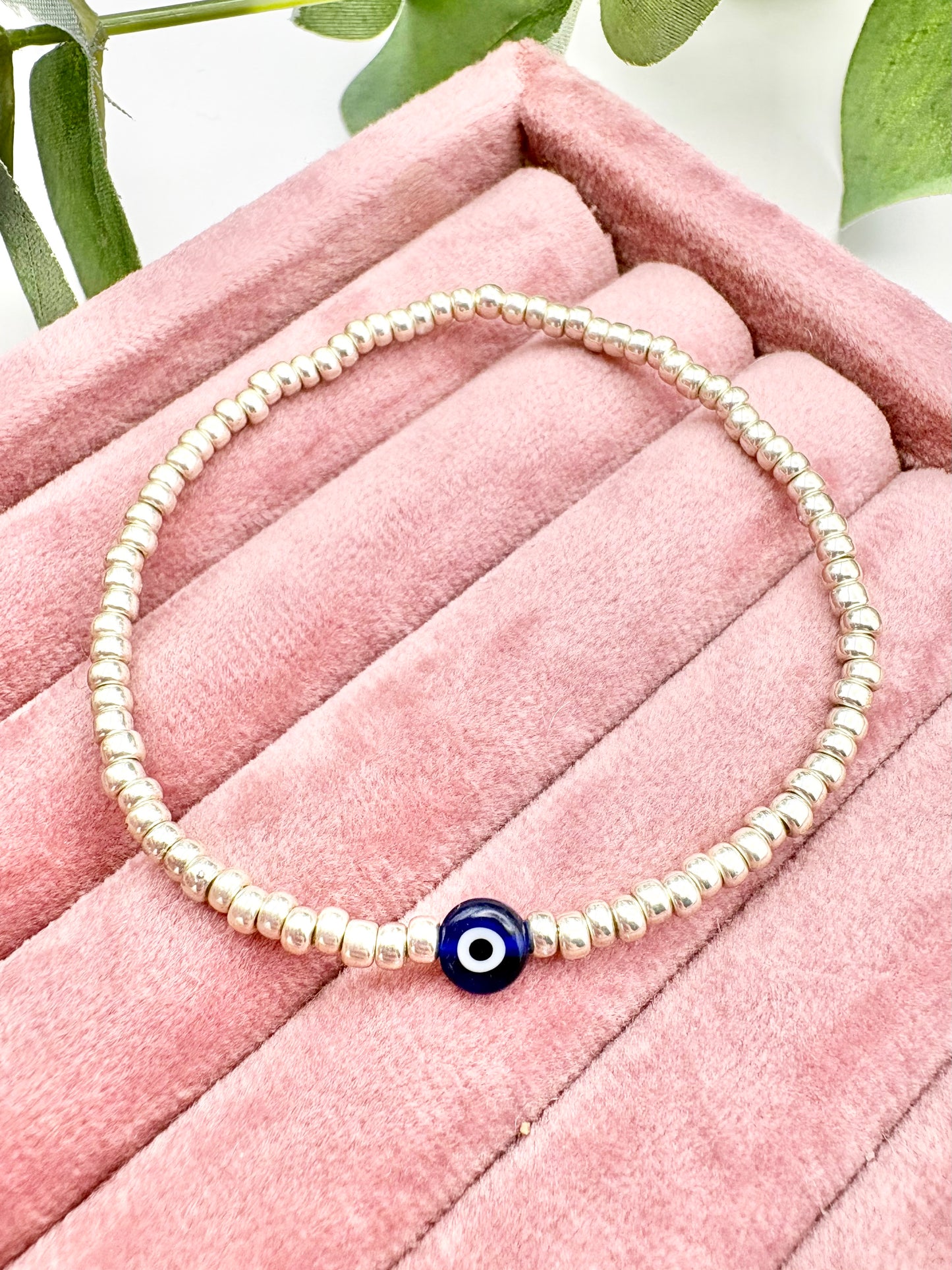Evil Eye Seed Bead Bracelet - Gold or Silver
