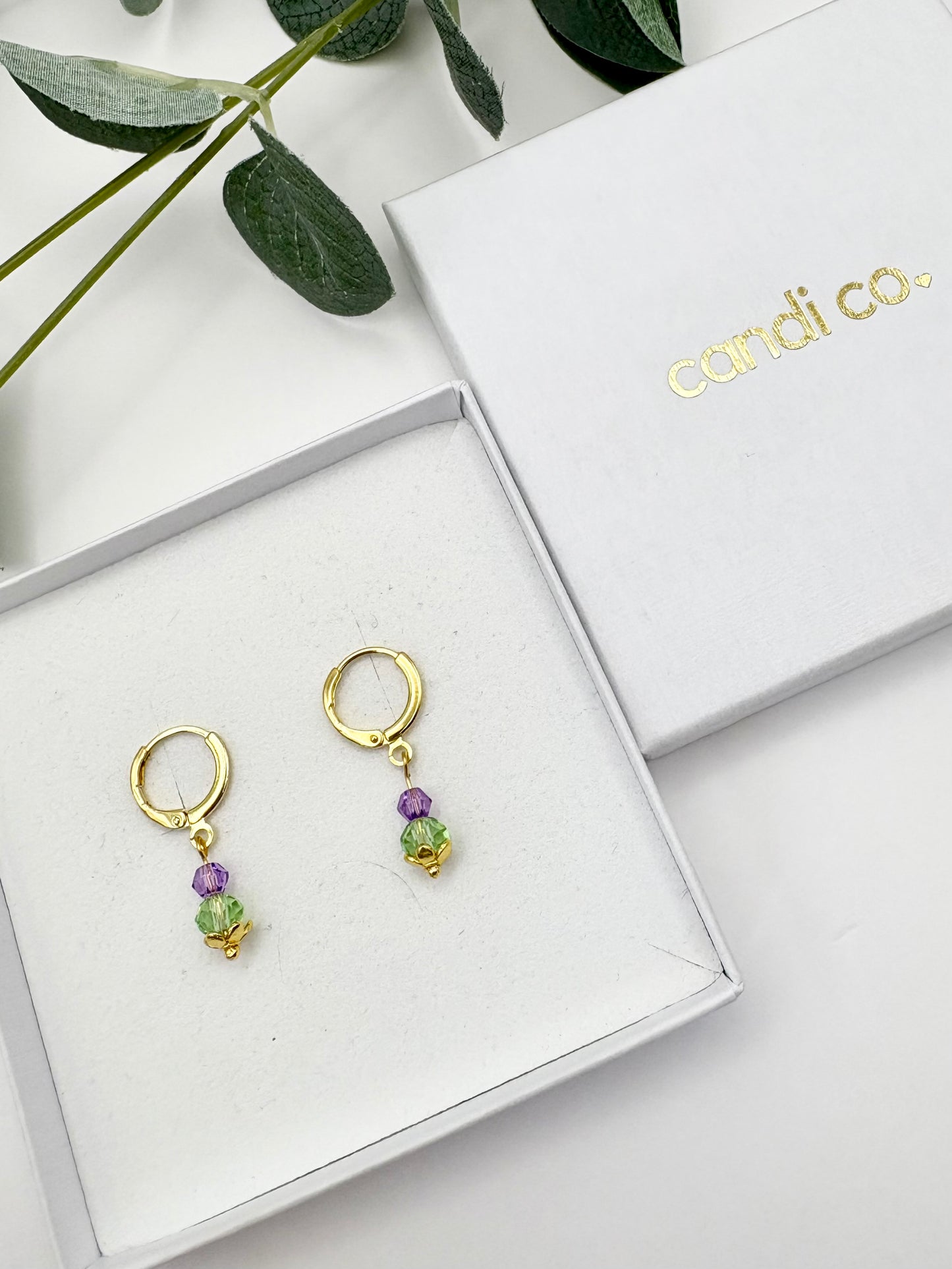 Thistle Huggie Hoop Earrings Gold or Silver-Plated