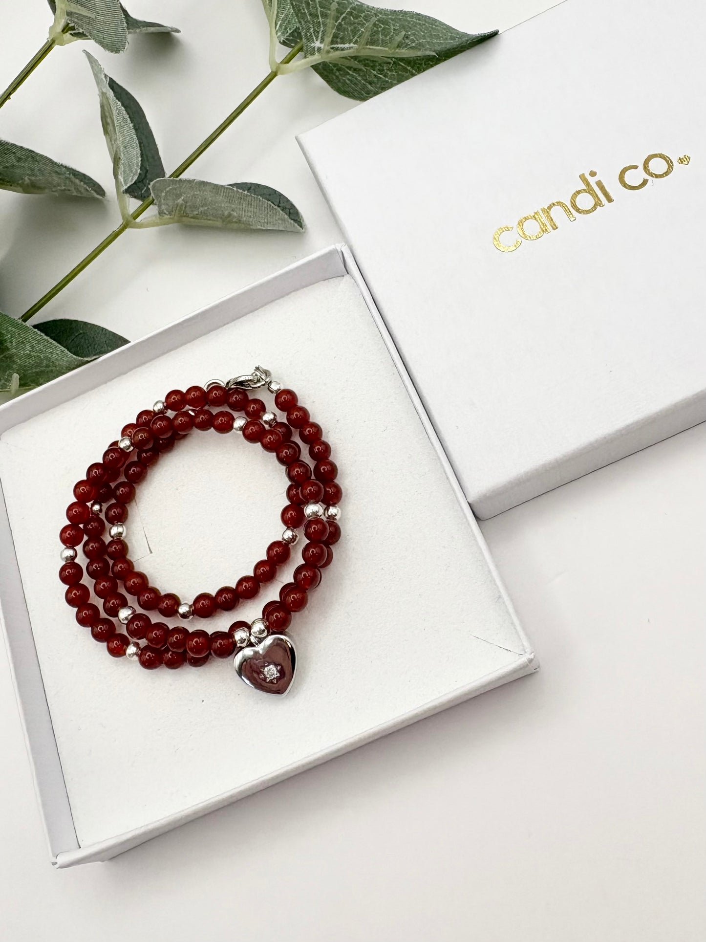 Carnelian Gemstone Necklace With Vintage Heart Charm - Silver-plated