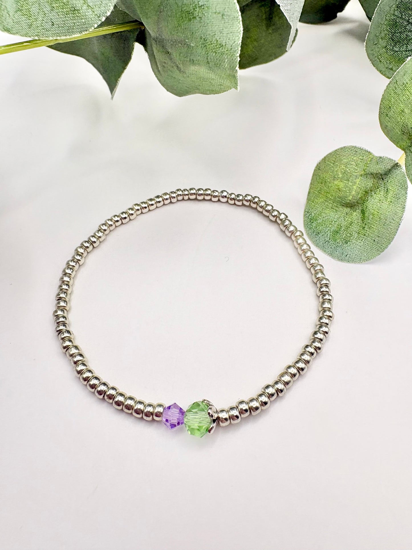 Thistle Seed Beaded Bracelet - Silver