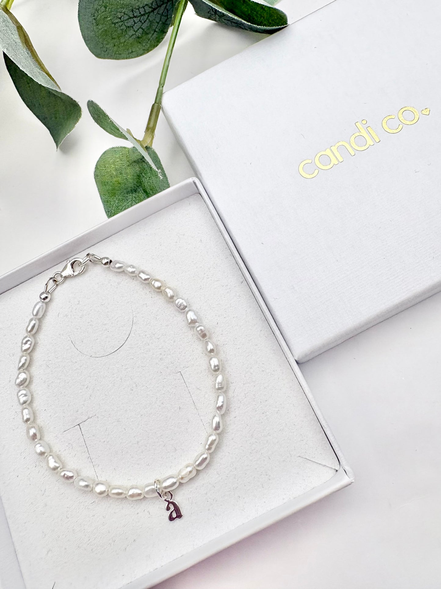 Freshwater Pearl Initial Bracelet - Sterling Silver