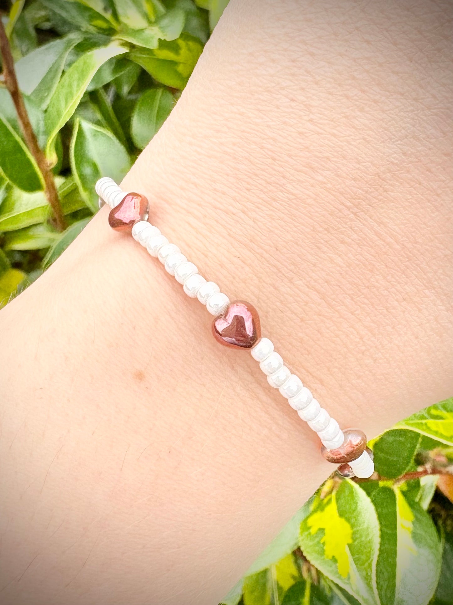 Pearl Seed Bead Initial Bracelet with Czech Glass Charms - Choice of Colour