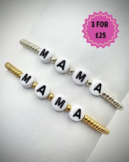 Seed Bead Stacking Bracelets - Mama Silver or Gold