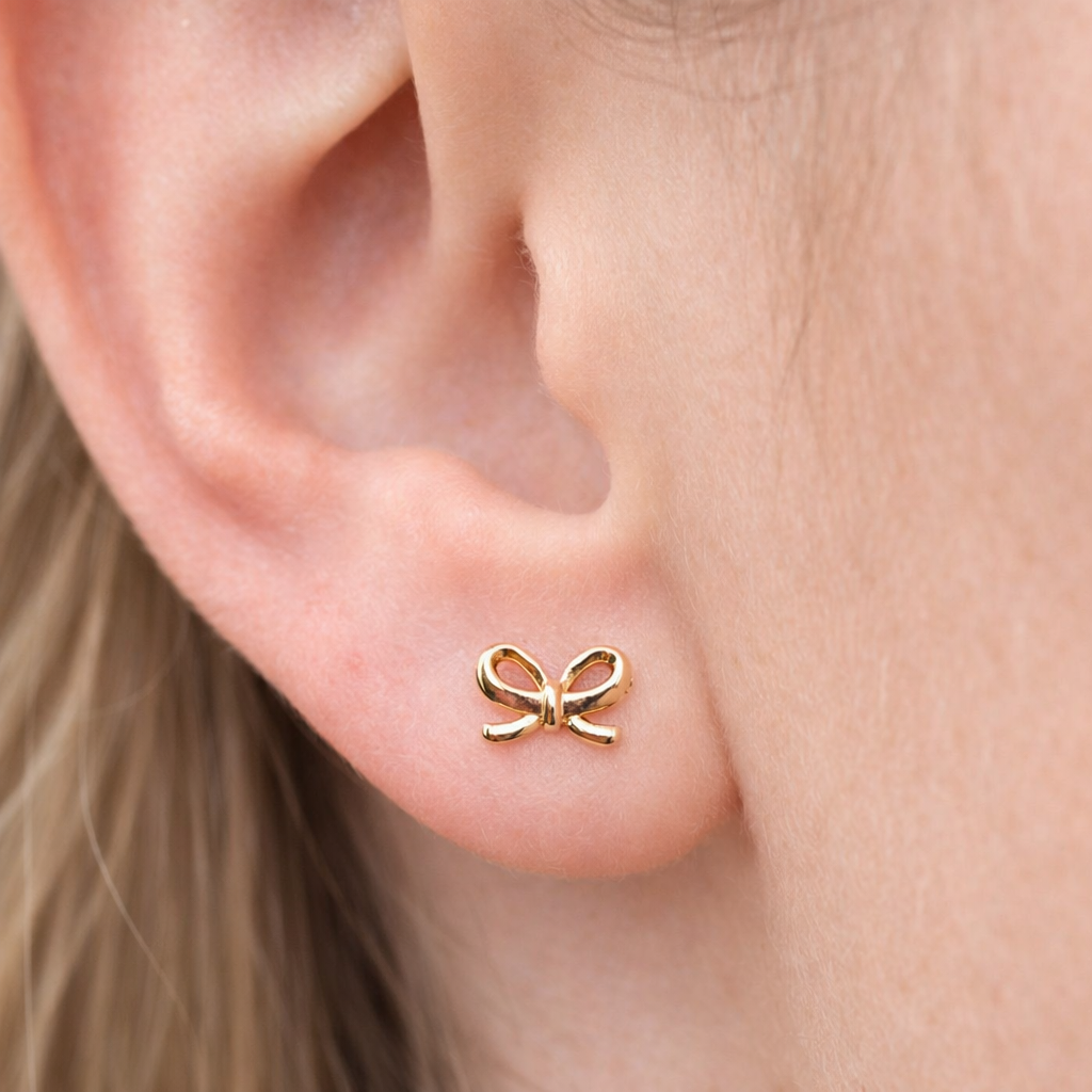 Bow Stud Earrings - Gold-Plated