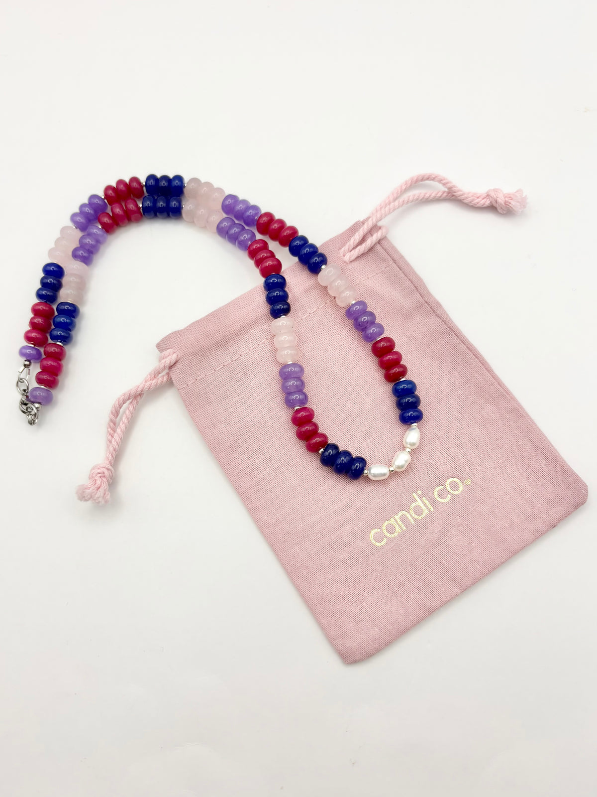 Candi Drop #4 - Dyed Quartz & Freshwater Pearl Necklace