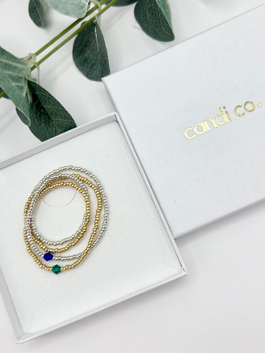 Birthstone Beaded Anklet - Gold or Silver