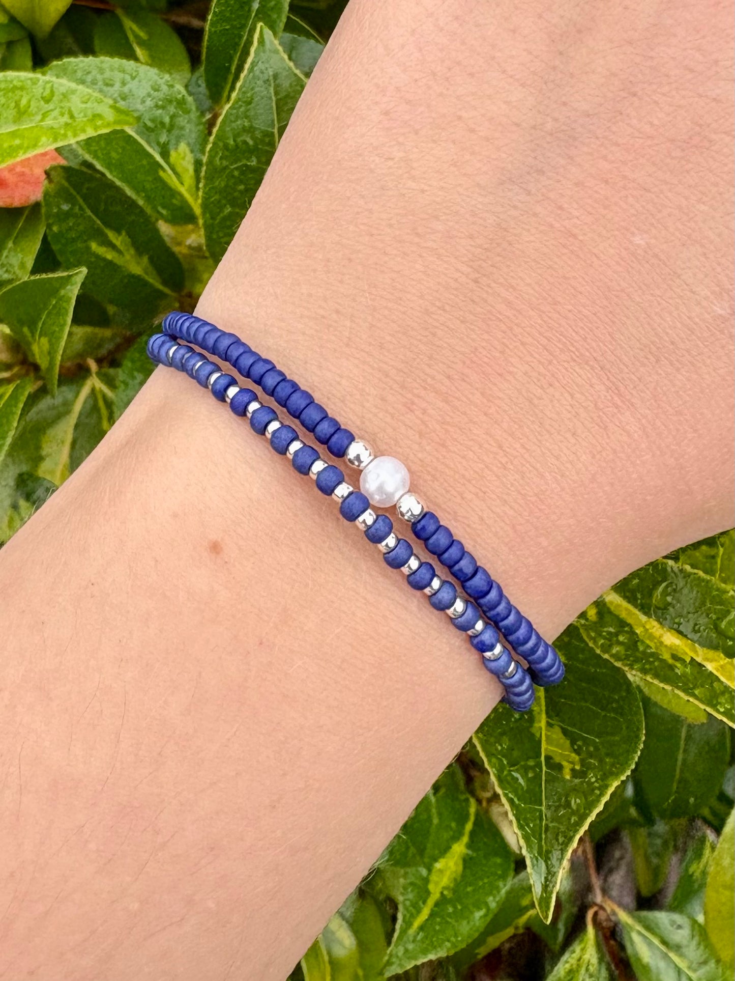 Seed Bead Freshwater Pearl Bracelet Stack - Autumnal Colours