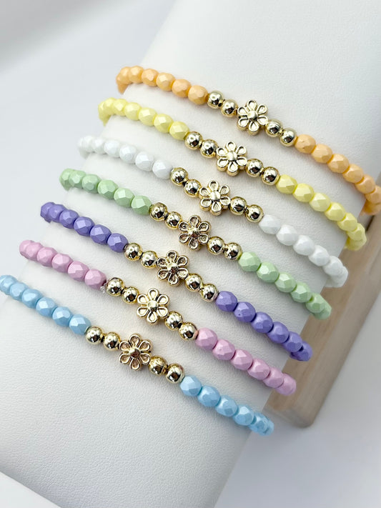 Pastel Beaded Daisy Charm Bracelet Kids - Various