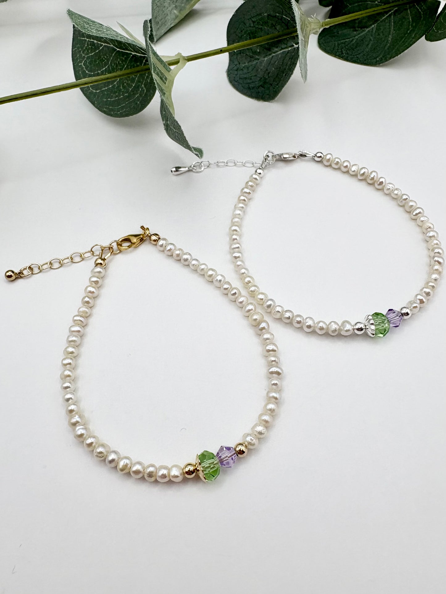 Thistle Freshwater Pearl Bracelet Sterling Silver or Gold-Filled Clasp