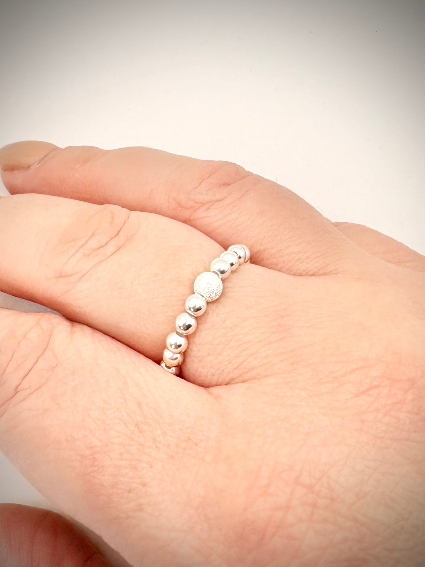 Luxe 925 Sterling Silver or Gold-Filled Sparkle Beaded Stretch Ring - Perfect For Stacking