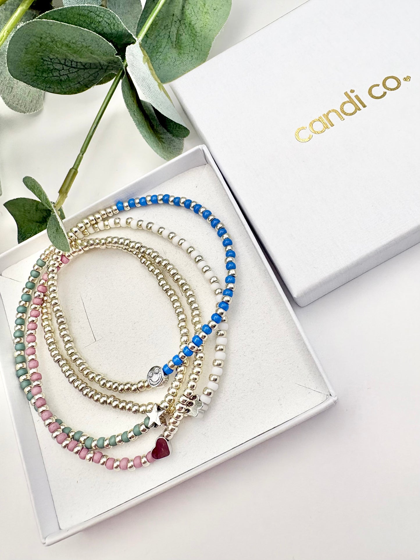 Pastel Seed Beaded Charm Bracelet