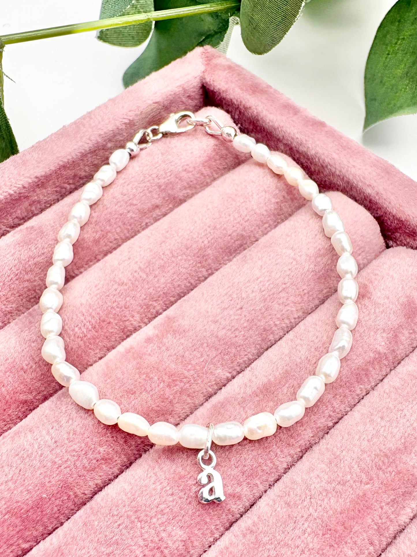 Freshwater Pearl Initial Bracelet - Sterling Silver