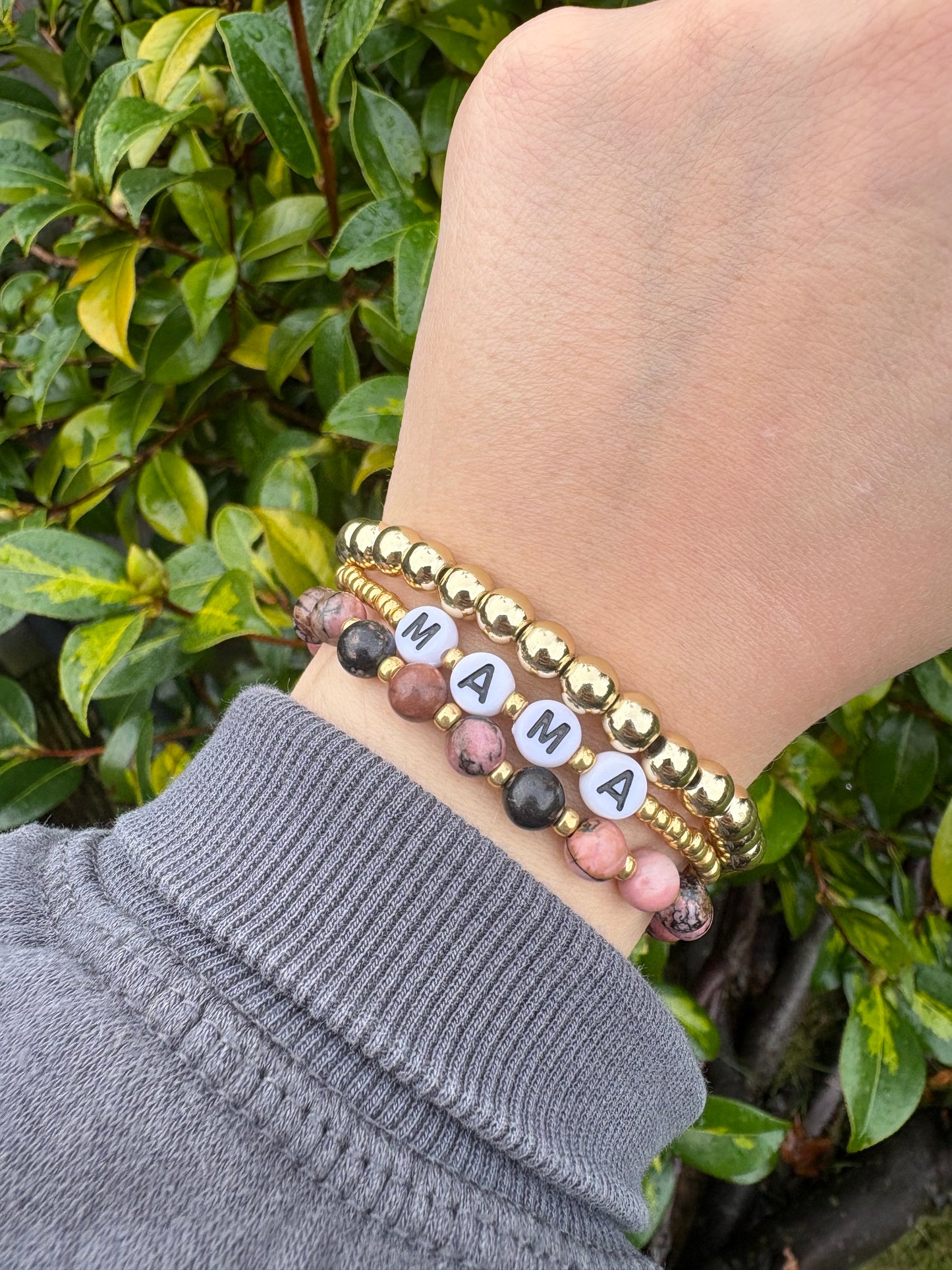 Seed Bead Mama Bracelet - Gold or Silver