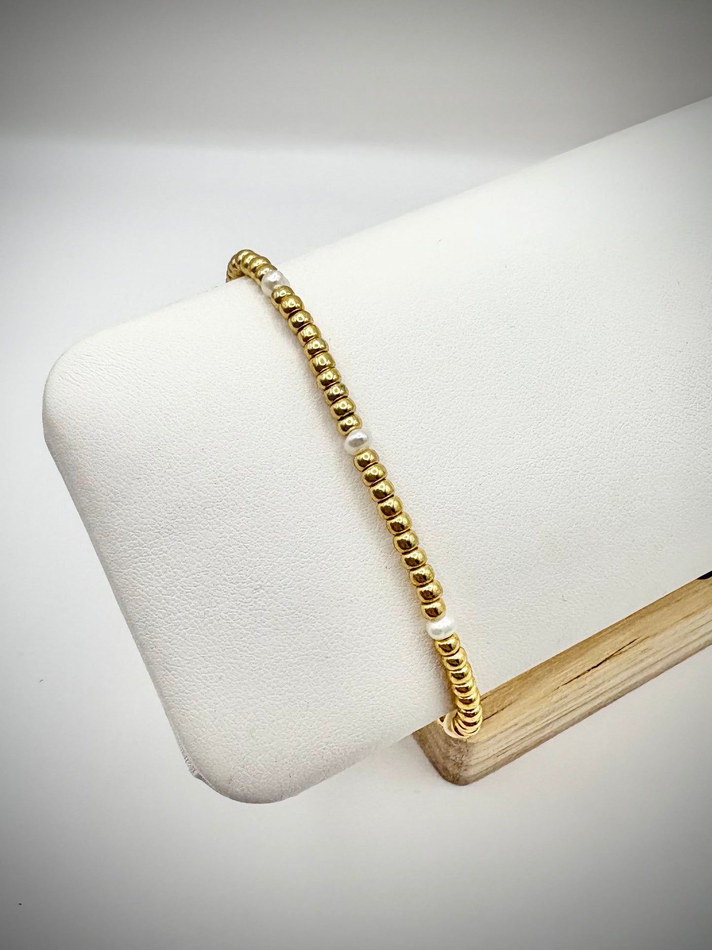 Seed Bead and Freshwater Pearl Bracelet - Gold or Silver