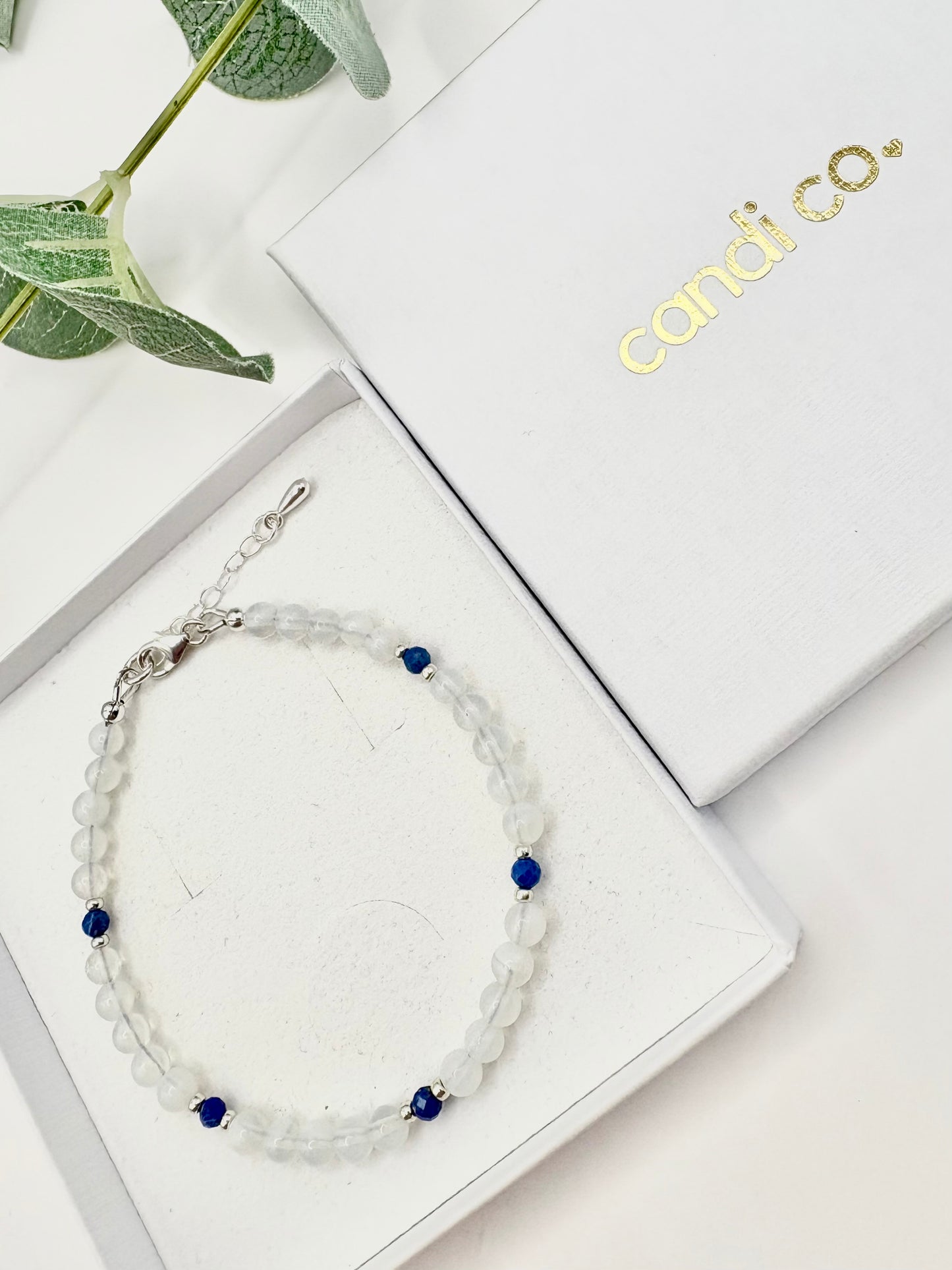 Handmade Opalite and Lapis Lazuli Bracelet - Sterling Silver