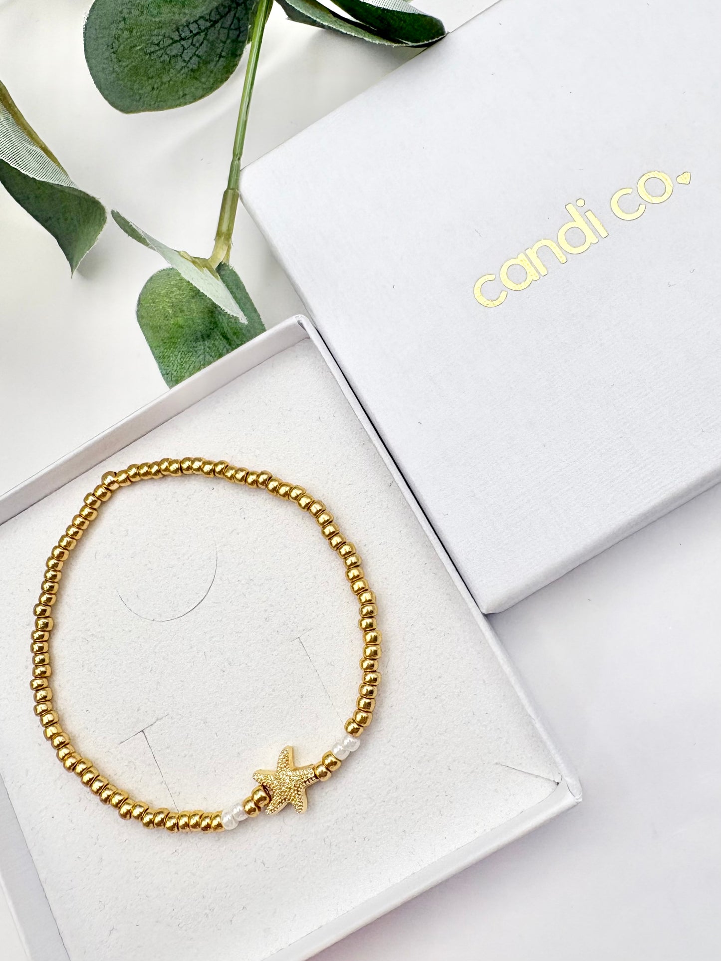 Beachy Starfish Seed Bead Bracelet - Gold or Silver