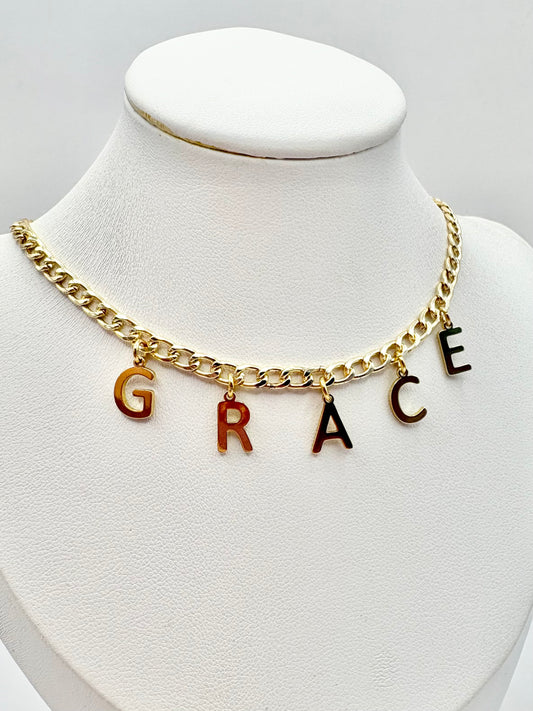 Curb Chain Personalised Initial or Name Necklace - Gold-Plated