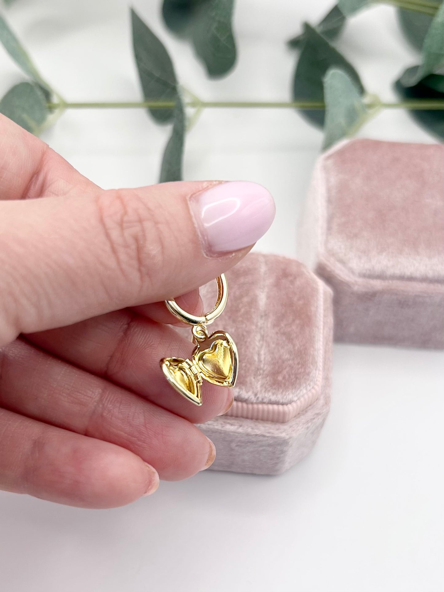 Gold vintage style heart locket bracelet and earrings set - SALE