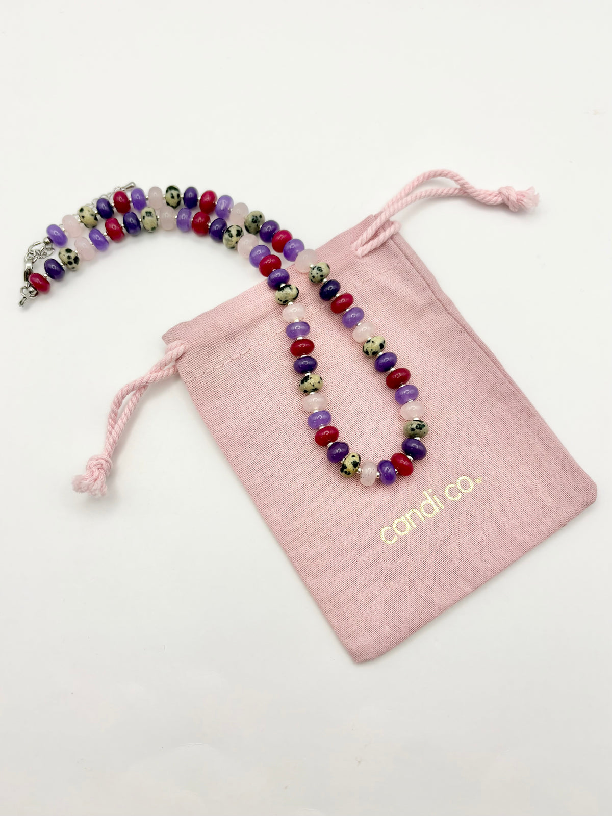 Candi Drop #7 - Dyed Quartz & Dalmatian Jasper Necklace