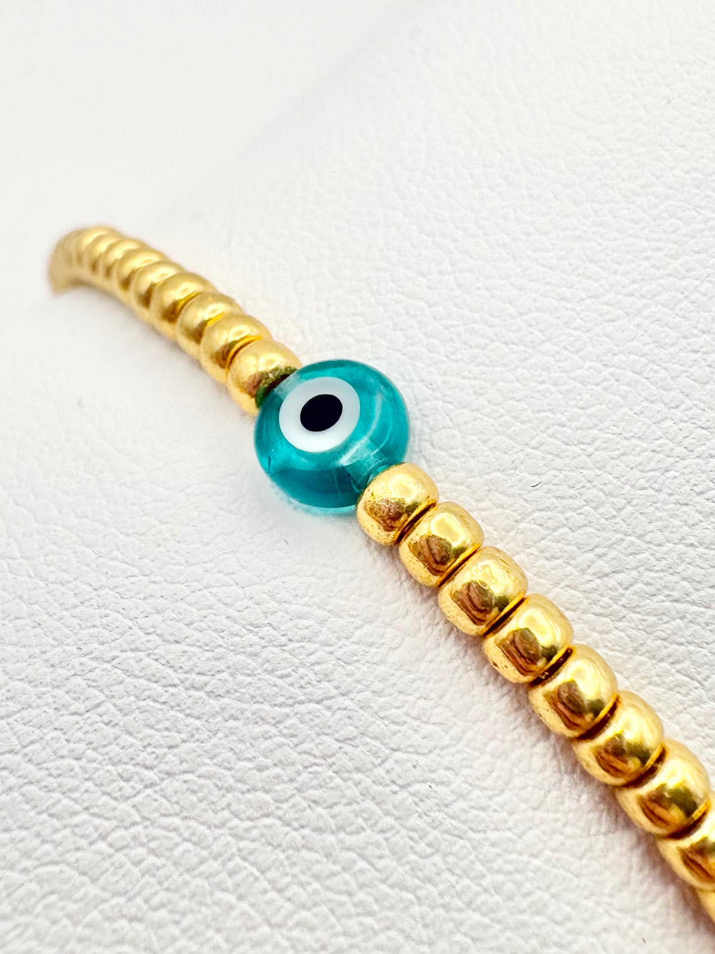 Evil Eye Seed Bead Bracelet - Gold or Silver