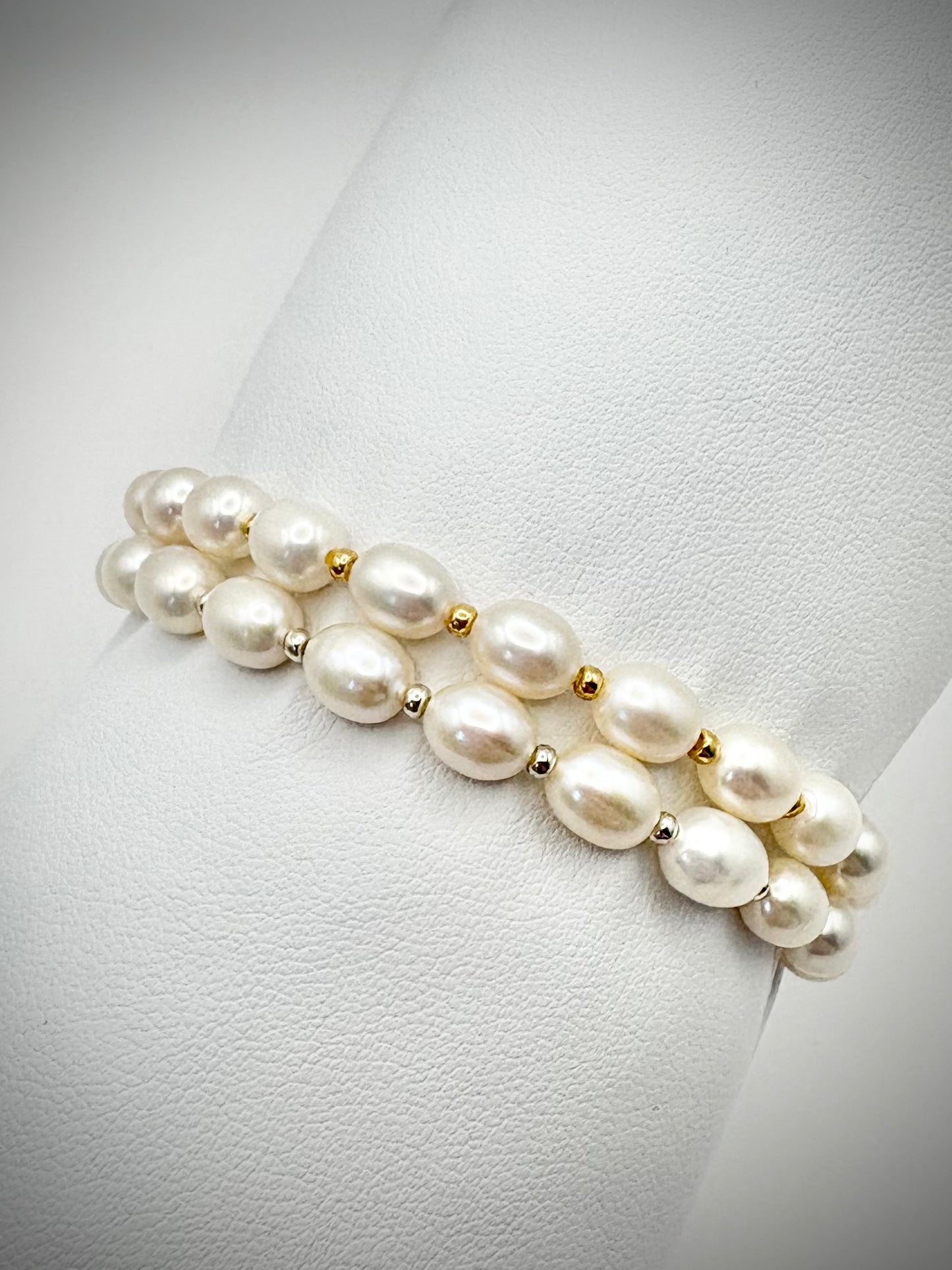 Freshwater Pearl & Seed Beaded Bracelet - Gold or Silver