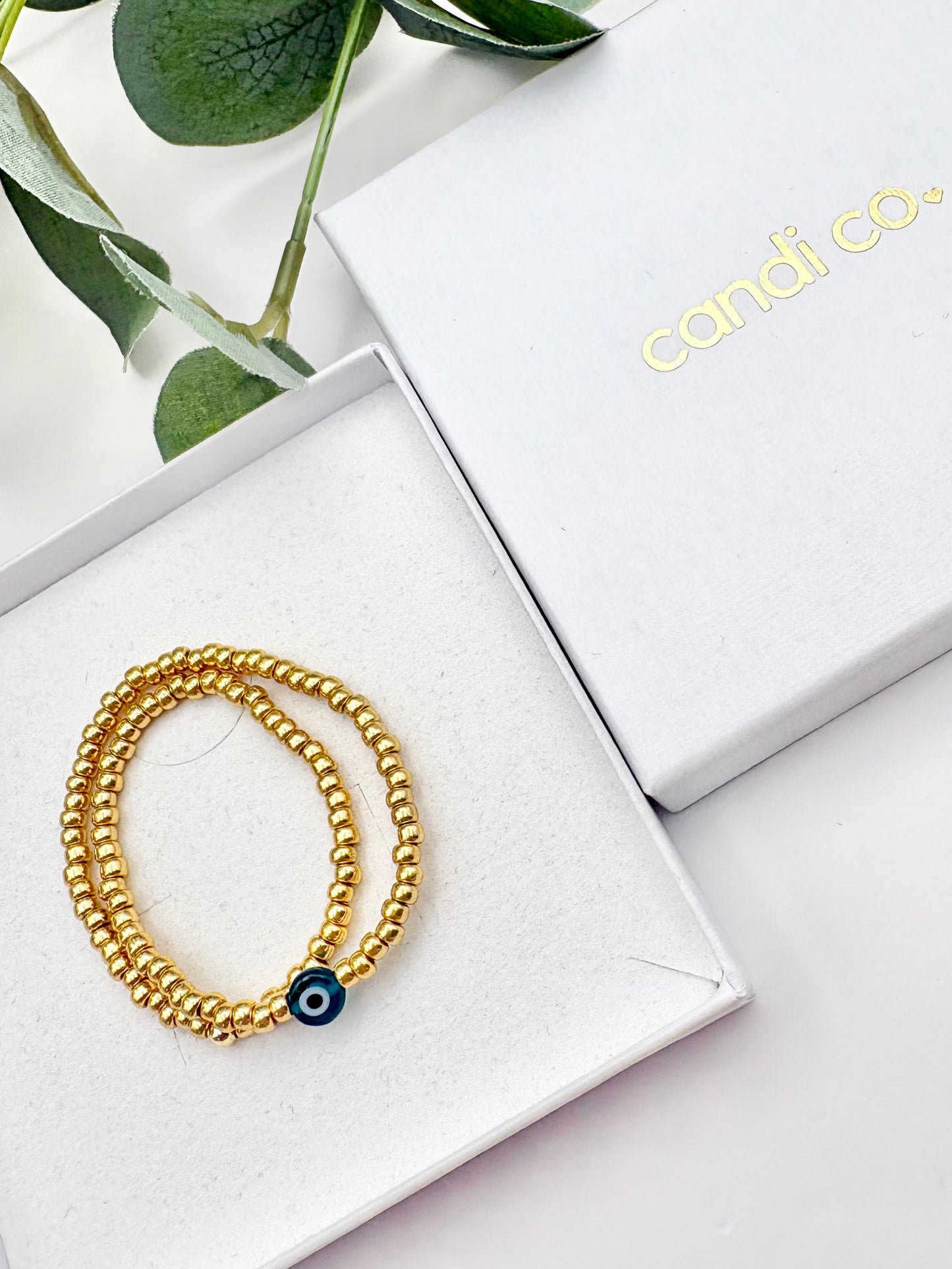 Evil Eye Seed Bead Ring - Gold or Silver