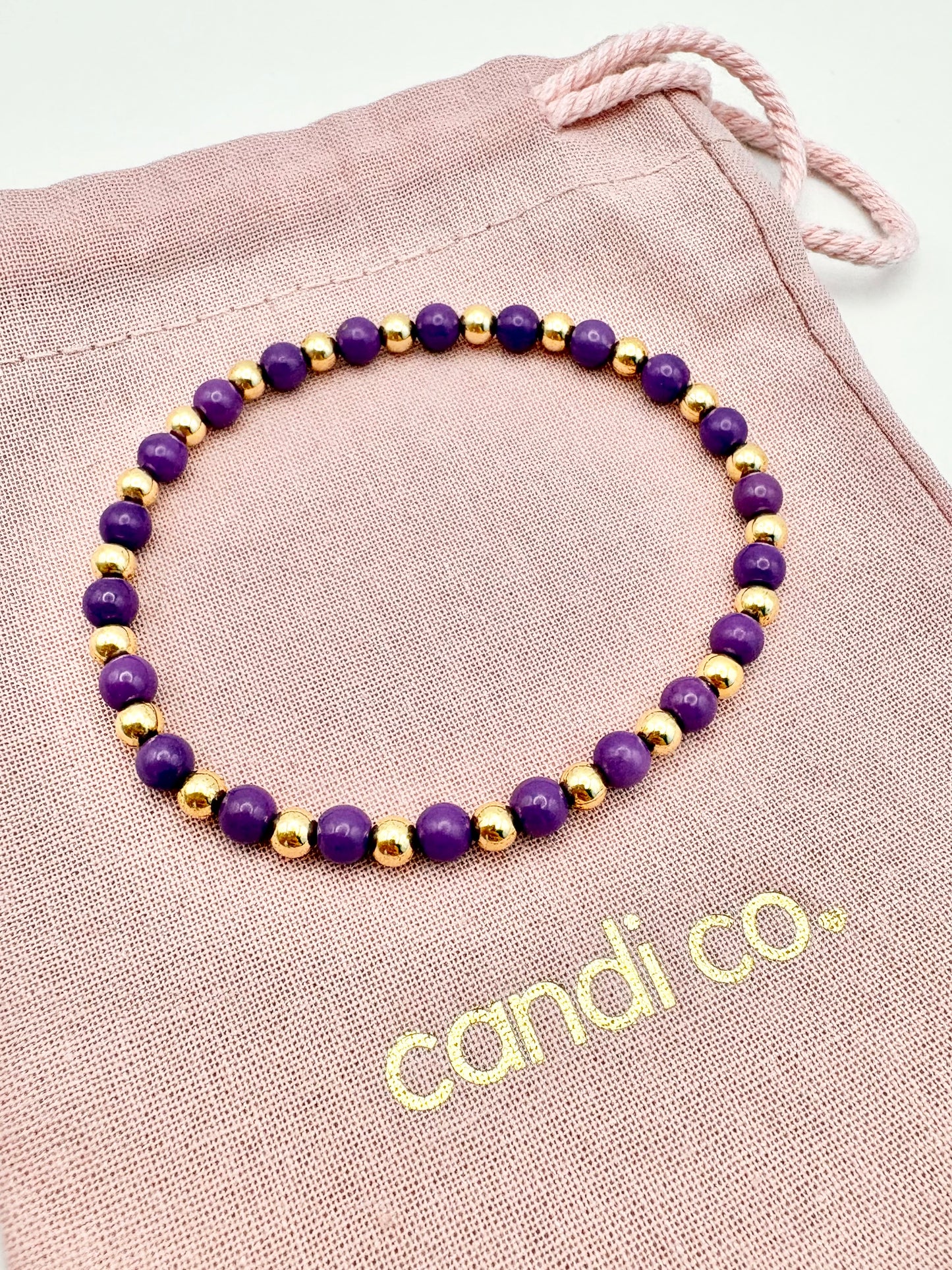 Purple Phosphosiderite and Gold Filled Beaded Bracelet